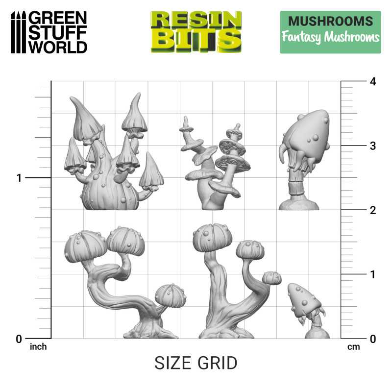 Fantasy Mushrooms - 3D printed set - Green Stuff Worlds