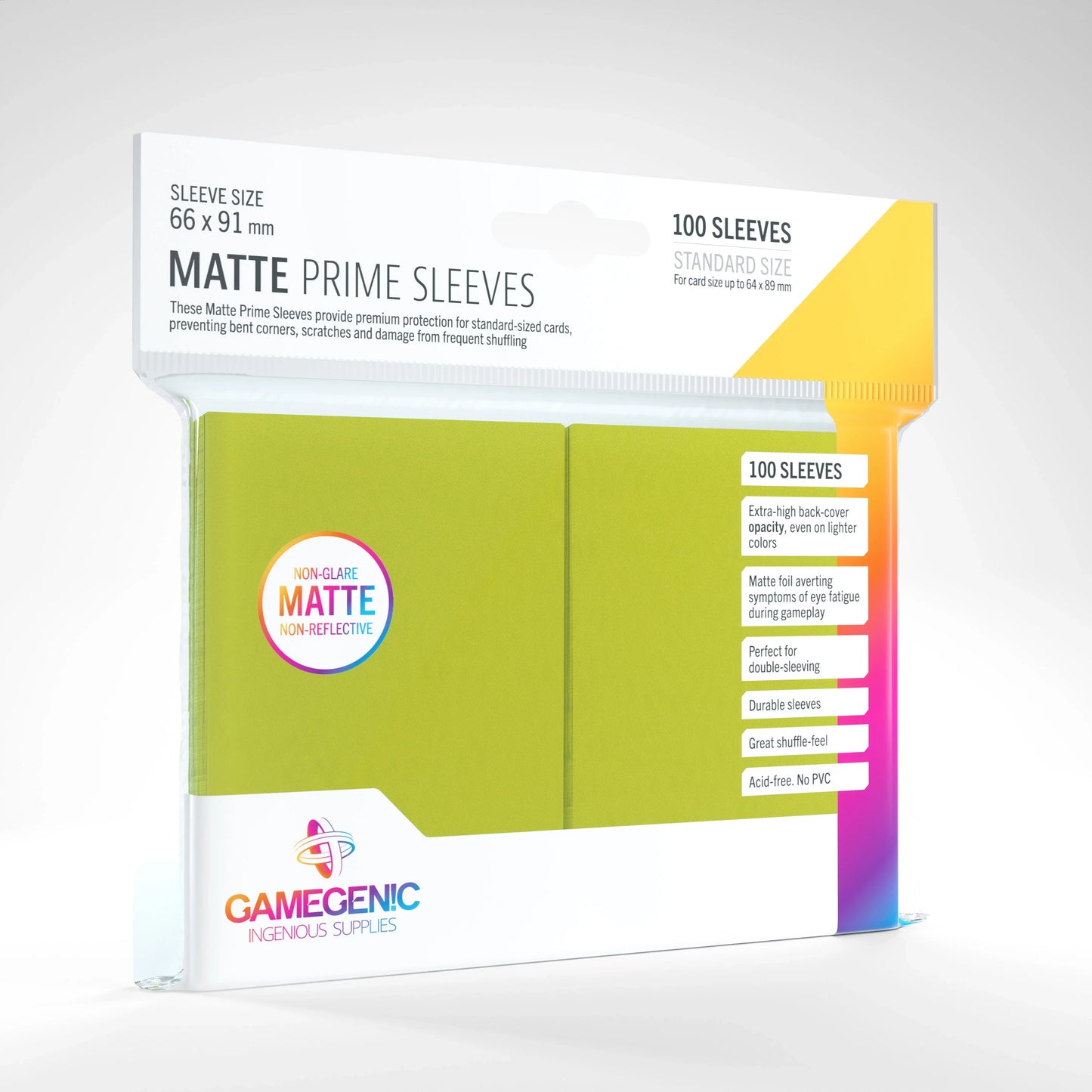 GameGenic - Matte prime sleeves Lime (100 Sleeves)