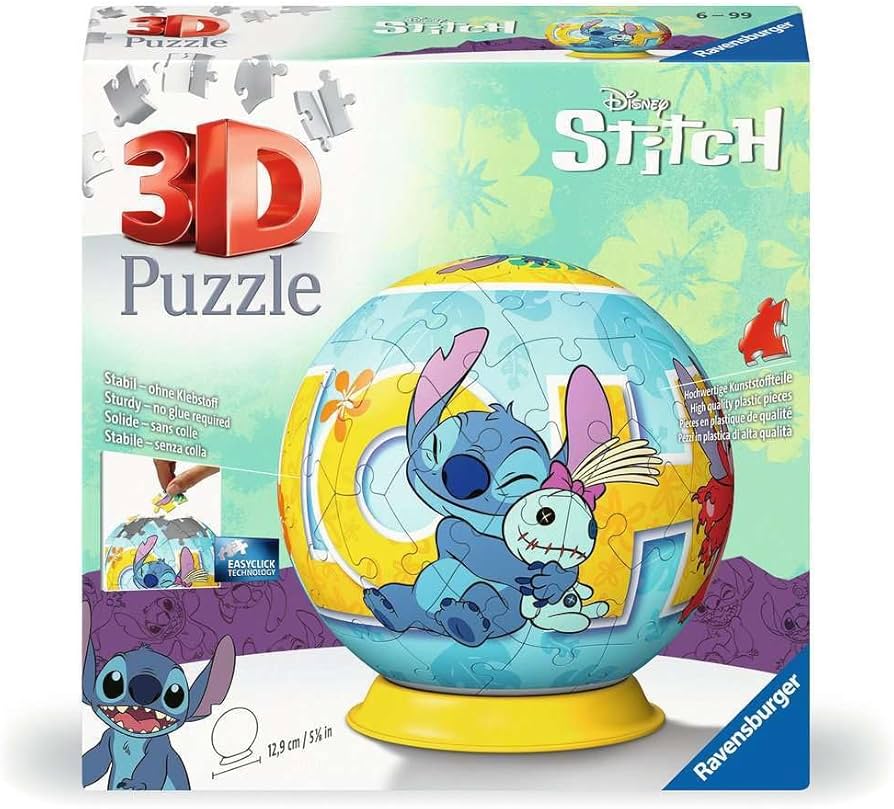 Ravensburger 3D, Puzzle Ball, Stitch, 77Pcs., +6 Years