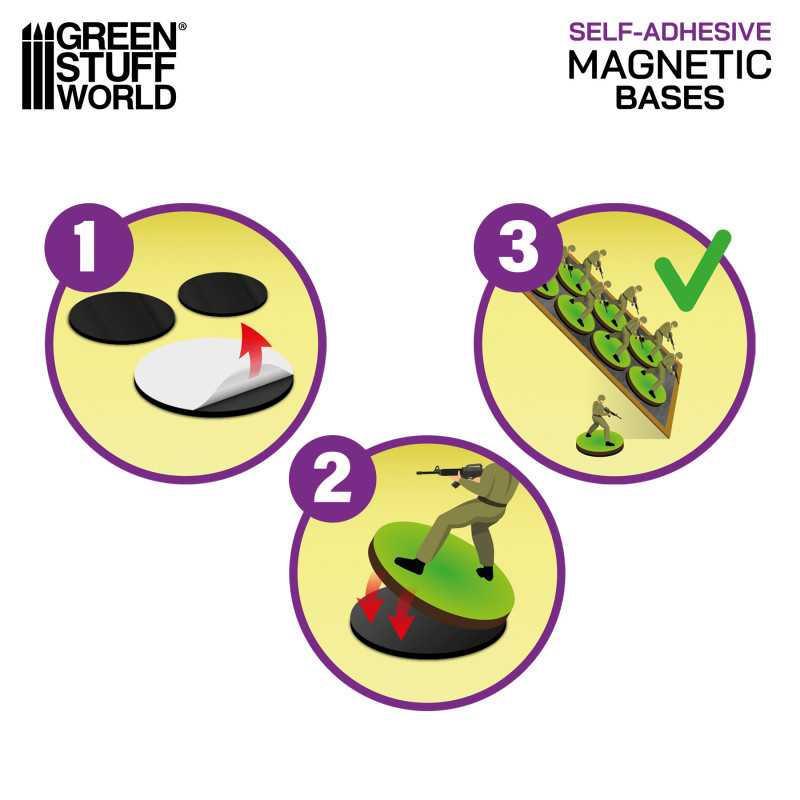 Round Magnetic Sheet SELF-ADHESIVE - 28,5mm - 55 units - Green Stuff World