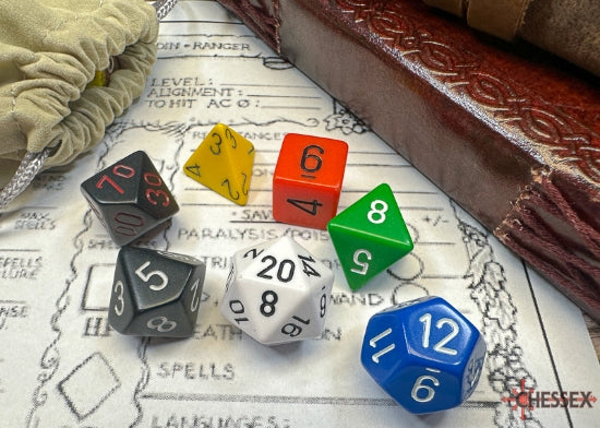 Chessex - Nostalgia Opaque GM and Beginner Player Polyhedral 7-Die Set