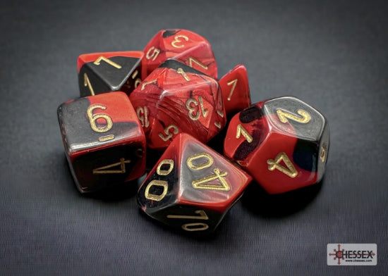 Chessex Mini-Hedral - Gemini: Black-Red w/gold