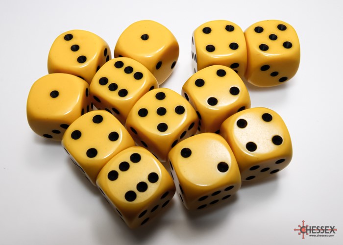 Chessex Opaque 16mm d6 Dice Block (12 dice)
