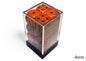 Chessex Opaque - Orange/Black 16mm d6 Dice Block (12 dice)