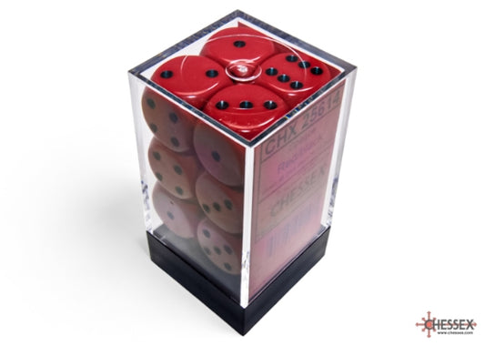 Chessex Opaque - Red/Black 16mm d6 Dice Block (12 dice)