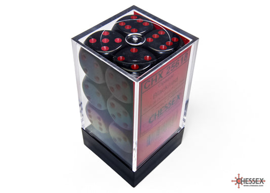 Chessex Opaque - Black/Red 16mm d6 Dice Block (12 dice)