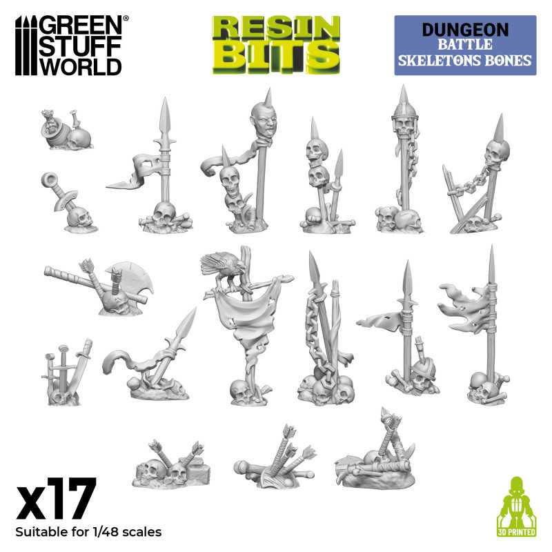 Battle Skeleton Bones 1:48 - 3D printed set - Green Stuff World