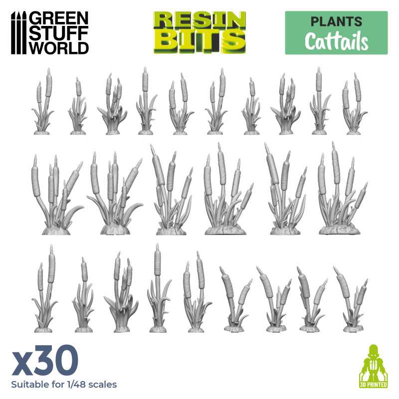 CATTAILS Plants (x30) - 3D printed set - Green Stuff World