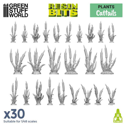 CATTAILS Plants (x30) - 3D printed set - Green Stuff World