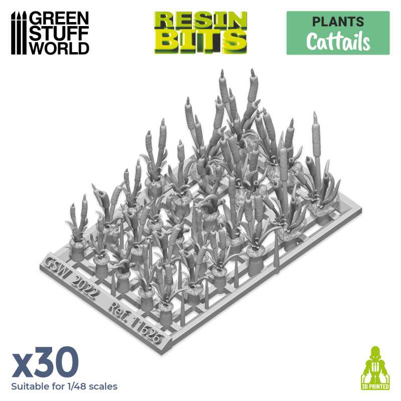 CATTAILS Plants (x30) - 3D printed set - Green Stuff World