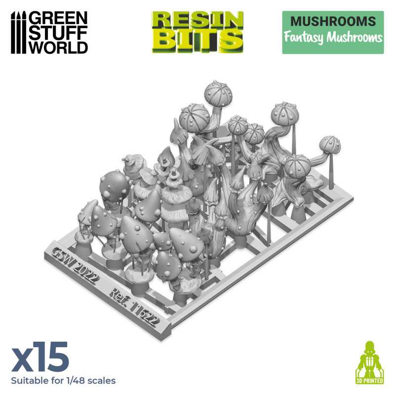 Fantasy Mushrooms - 3D printed set - Green Stuff Worlds