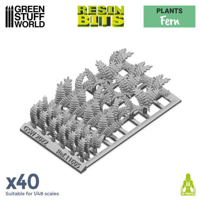 Fern leaves (x40) - 3D printed set - Green Stuff World