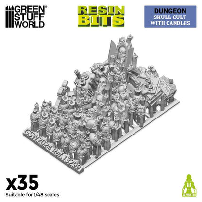 Skull Cult with candles 1:48 - 3D printed set - Green Stuff Worlds
