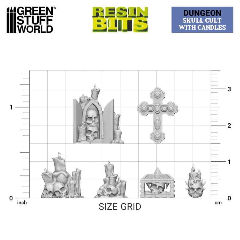 Skull Cult with candles 1:48 - 3D printed set - Green Stuff Worlds