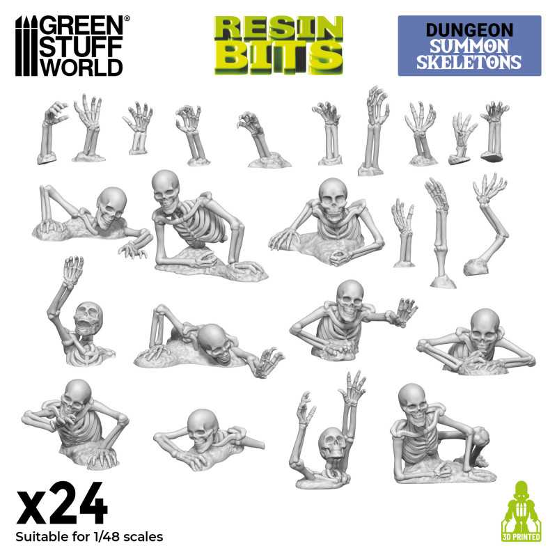 Summon Skeletons 1:48 (x24) - 3D printed set - Green Stuff World