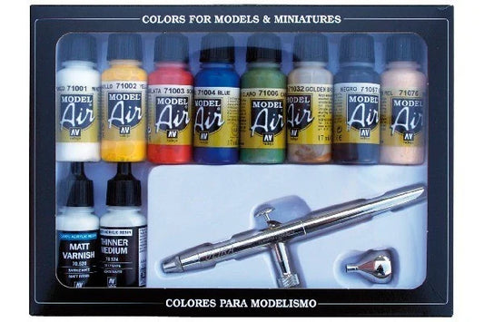 Vallejo Model Air basics color set 10x17ml + airbrush