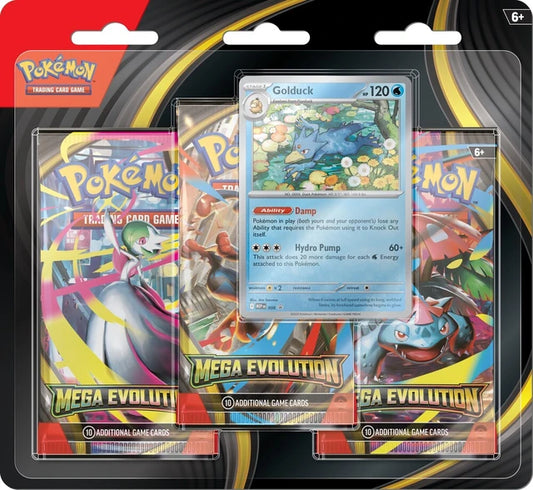 Mega Evolution 3-Pack Blister Boosters - Golduck - Pokemon