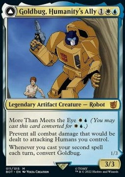 Goldbug, Humanity's Ally // Goldbug, Scrappy Scout (V.1) - Universes Beyond: Transformers (Mythic) [BOT-11]