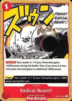 Radical Beam!! (OP01-029) - Romance Dawn (Pre-Errata) (Uncommon) [OP01E-029]