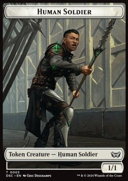 Human Soldier Token (W 1/1) // Scarecrow Token (A 4/4)⁣ - Duskmourn: House of Horror: Tokens⁣ (Token)⁣ [CT 3/23]