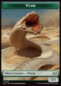 Wurm Token (G 5/5) // Fractal Token (GU 0/0) - Duskmourn: House of Horror: Tokens (Token) [TDSK-CT 18/20]