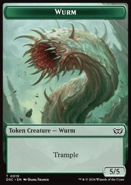 Wurm Token (G 5/5 Trample) // Insect Token (G 1/1) - Duskmourn: House of Horror: Tokens (Token) [TDSK-CT 19/10]