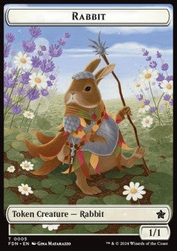 Rabbit Token (W 1/1) // Soldier Token (W 1/1) - Magic: The Gathering Foundations: Tokens (Token) [TFDN-T 5/6]