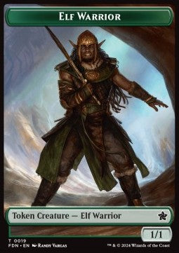 Elf Warrior Token (G 1/1) // Raccoon Token (G 3/3) - Magic: The Gathering Foundations: Tokens (Token) [TFDN-T 19/20]