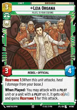 Leia Organa, Pilots, To Your Stations - Jump to Lightspeed (Uncommon) [JTL-097]