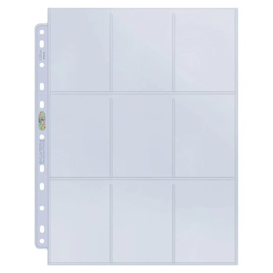 Silver 9-Pocket Pages (11 Hole) Display (100 Pages) - Ultra PRO