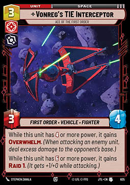 Vonreg's TIE Interceptor, Ace of the First Order (V.2) - Jump to Lightspeed (Uncommon) [JTL-635]