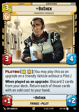BoShek, Charismatic Smuggler (V.2) - Jump to Lightspeed (Uncommon) [JTL-713]