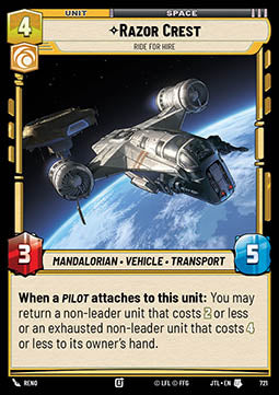 Razor Crest, Ride For Hire (V.2) - Jump to Lightspeed (Uncommon) [JTL-721]