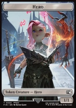 Hero Token (W 1/1) // Moogle Token (W 1/2) (V.2) - Magic: The Gathering - FINAL FANTASY: Tokens (Token) [TFIN-T 5/11]