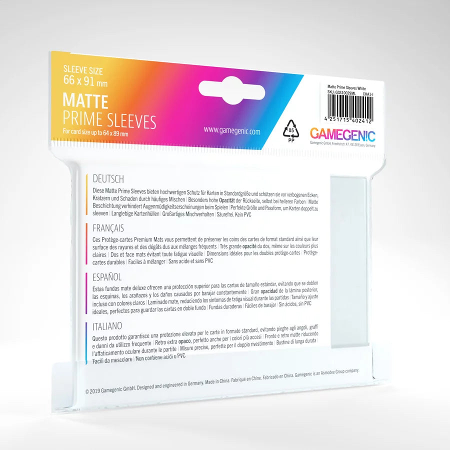 GameGenic - Matte Prime Sleeves White (100 Sleeves)