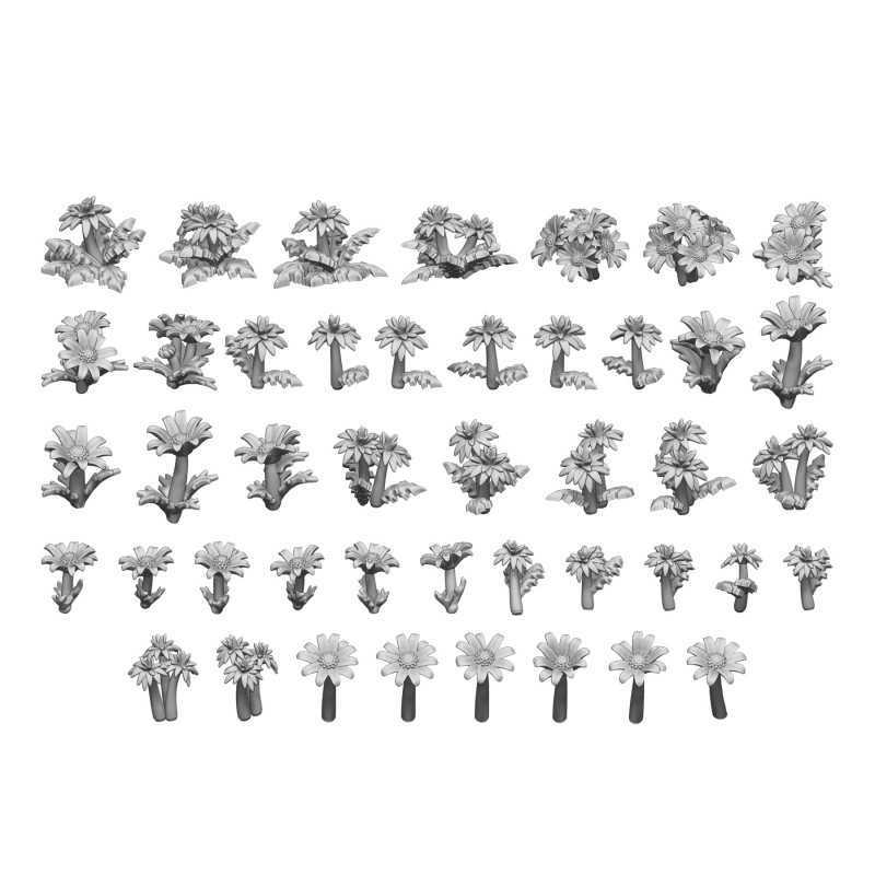 Resin Bits - Plants: Daisy & Dandelion - 44 Units  - Green Stuff World