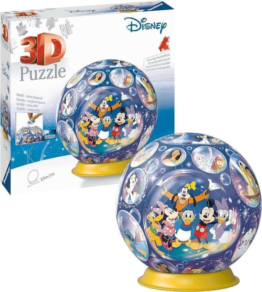 Ravensburger 3D Puzzle, Puzzle Ball Disney Characters, 73 Pieces, 6+ years
