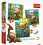 TREFL 3 in 1 The Extraordinary World of Dinosaurs Puzzle Jigsaw 4 +