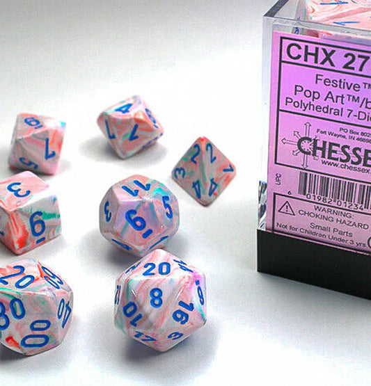 Chessex - Festive® Mini-Polyhedral Pop Art™/blue 7-Die set