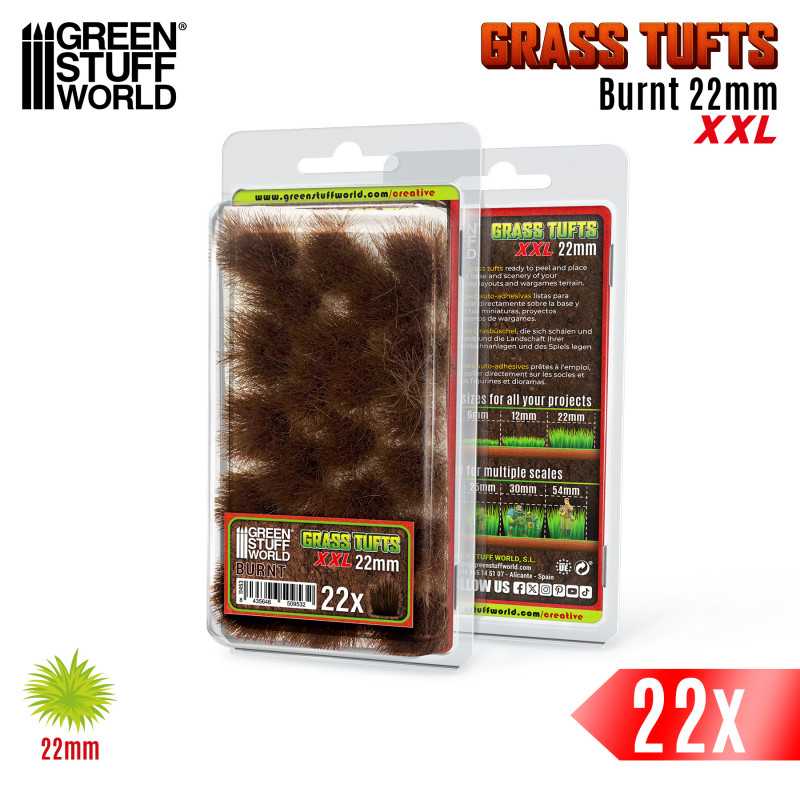 Grass TUFTS XXL - 22mm self-adhesive - BURNT - Green Stuff World
