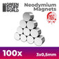 Neodymium Magnets 3x0.5mm - 100 units (N52)