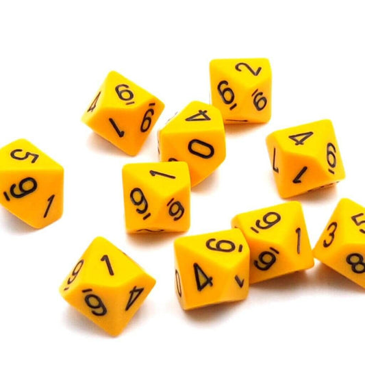 Chessex Opaque Polyhedral Ten d10 Set - Yellow/black