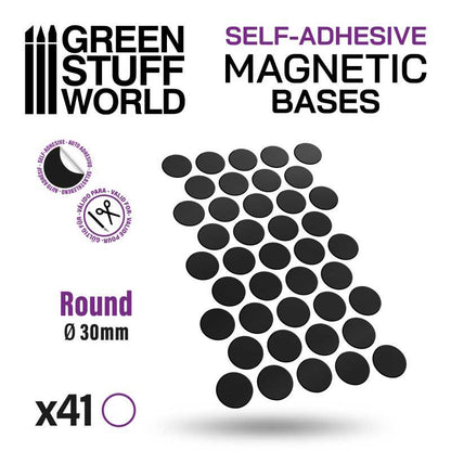 Round Magnetic Sheet SELF-ADHESIVE - 30mm - 41 units - Green Stuff World