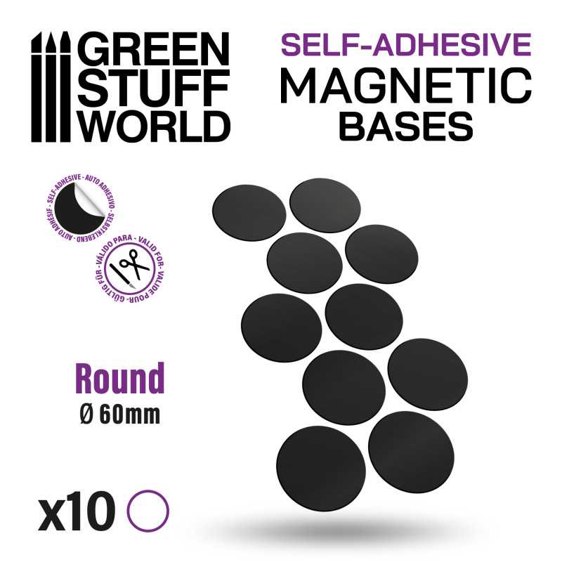 Round Magnetic Sheet SELF-ADHESIVE - 60mm - 10 units - Green Stuff World