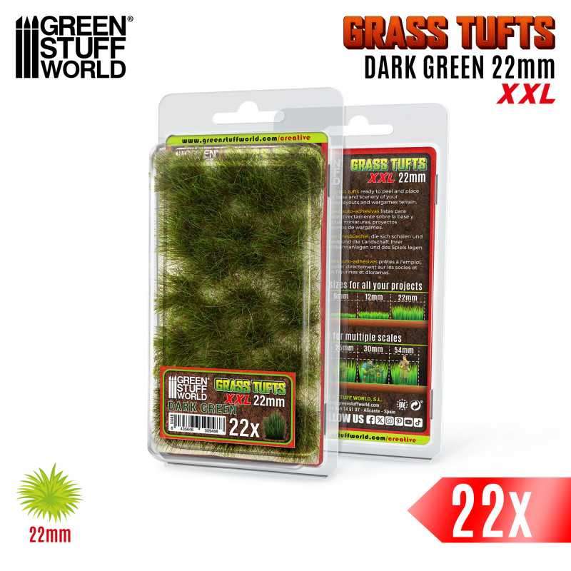 Grass TUFTS XXL - 22mm self-adhesive - DARK GREEN - Green Stuff World