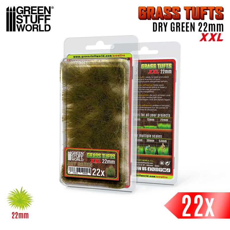 Grass TUFTS XXL - 22mm self-adhesive - DRY GREEN - Green Stuff World